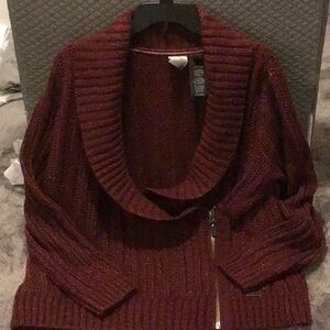 2016 Harley Davidson Burgundy Knit Sweater with Zipper Detail